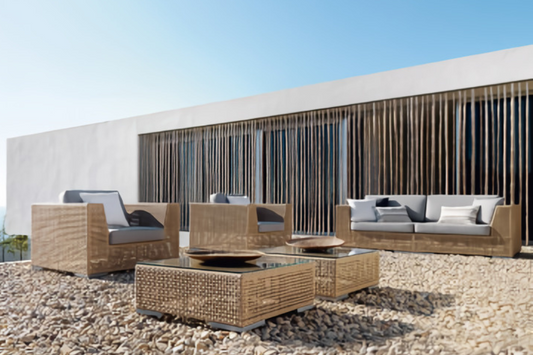 Austin 5 PC Seating Set w/off-white cushions SKU: PJO-3801-NAT-5PC