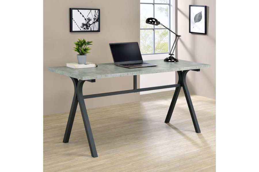 Escritorio rectangular Tatum en cemento y bronce 805891