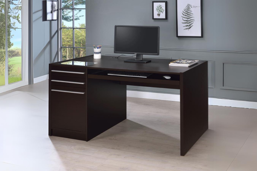 Escritorio de oficina Halston Connect-it con 3 cajones, color capuchino 800982