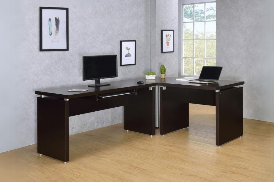 Escritorio para computadora en forma de L de madera de ingeniería Skylar, color capuchino 800891L