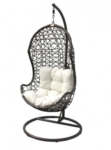 Panama Jack Hanging Chair w/metal stand & off-white cushion PJO-9001-GB-HC
