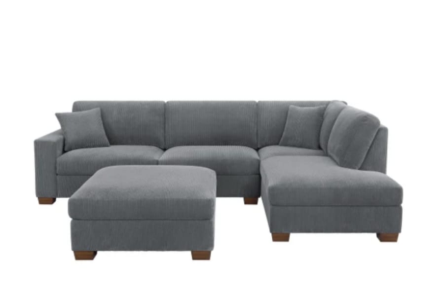 Thomasville Artesia Corduroy Fabric Sectional with Ottoman