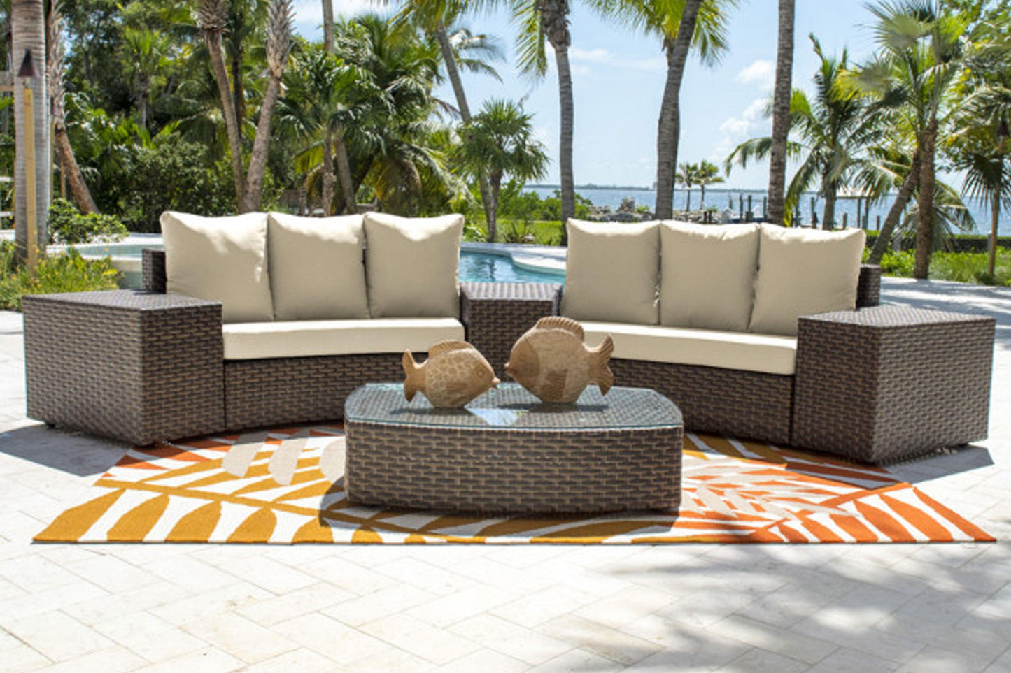 Big Sur 6 PC Sectional Set w/off-white cushions - Venini Furniture