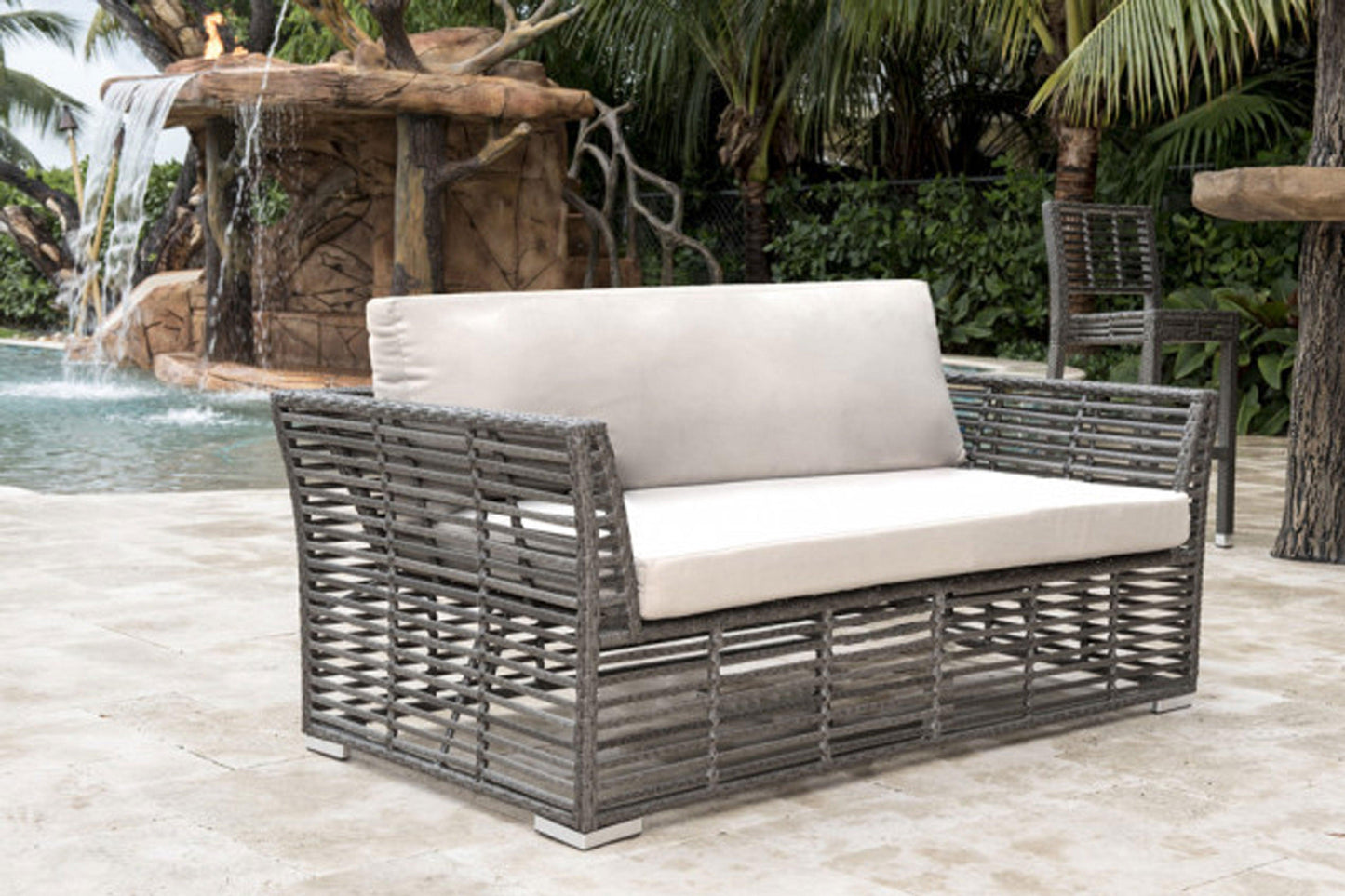 Graphite Loveseat w/off-white cushions SKU: PJO-1601-GRY-LS - Venini Furniture