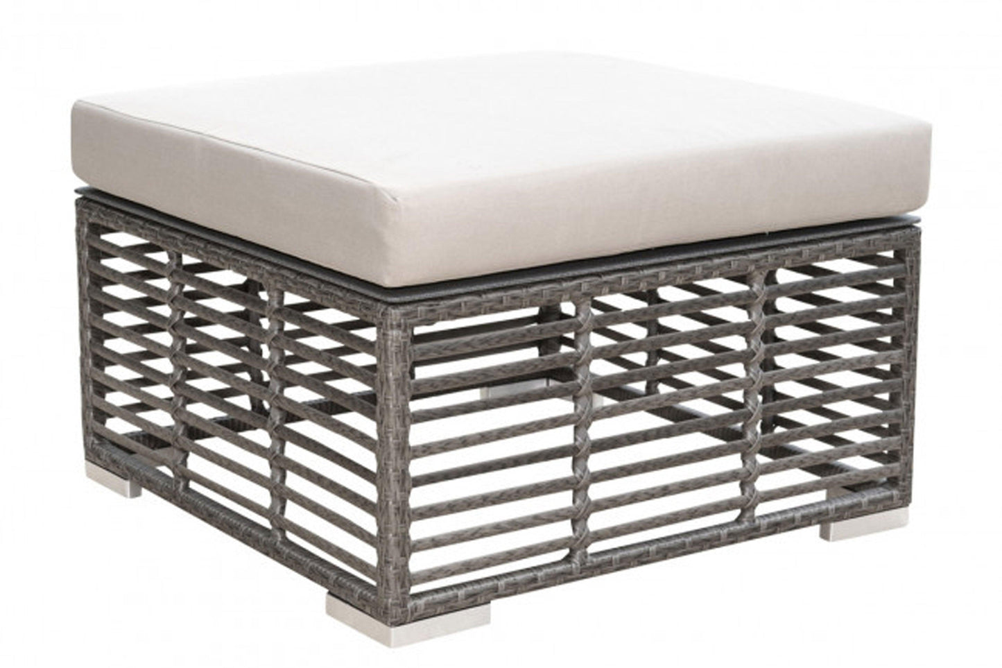 Graphite Square Ottoman w/off-white cushion SKU: PJO-1601-GRY-OT - Venini Furniture