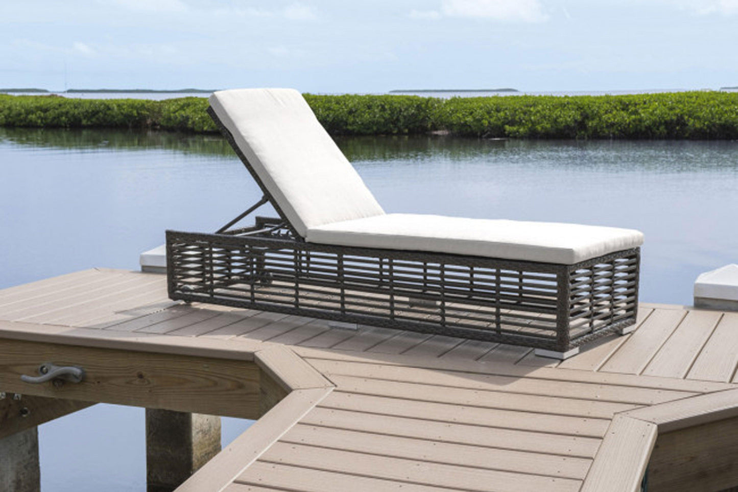 Graphite Chaise Lounge w/wheels SKU: PJO-1601-GRY-CL - Venini Furniture