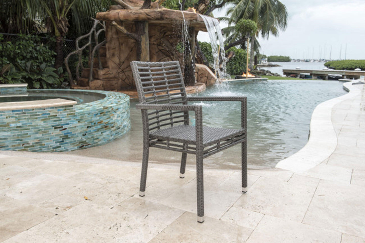 Graphite Stackable Armchair SKU: PJO-1601-GRY-AC - Venini Furniture