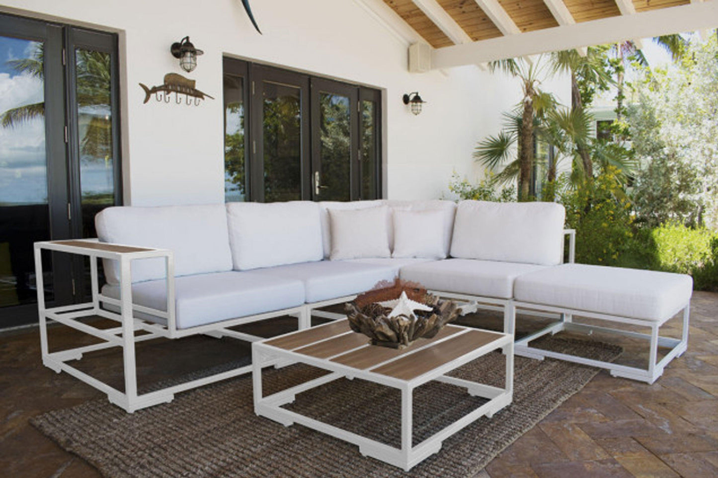 Odyssey 6 PC Sectional Set w/off-white cushions - Venini Furniture