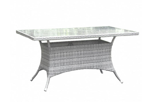 Santorini 36" x 60" Rectangular Dining Table KD w/whitewash tempered glass SKU: 895-1399-WW-RT - Venini Furniture