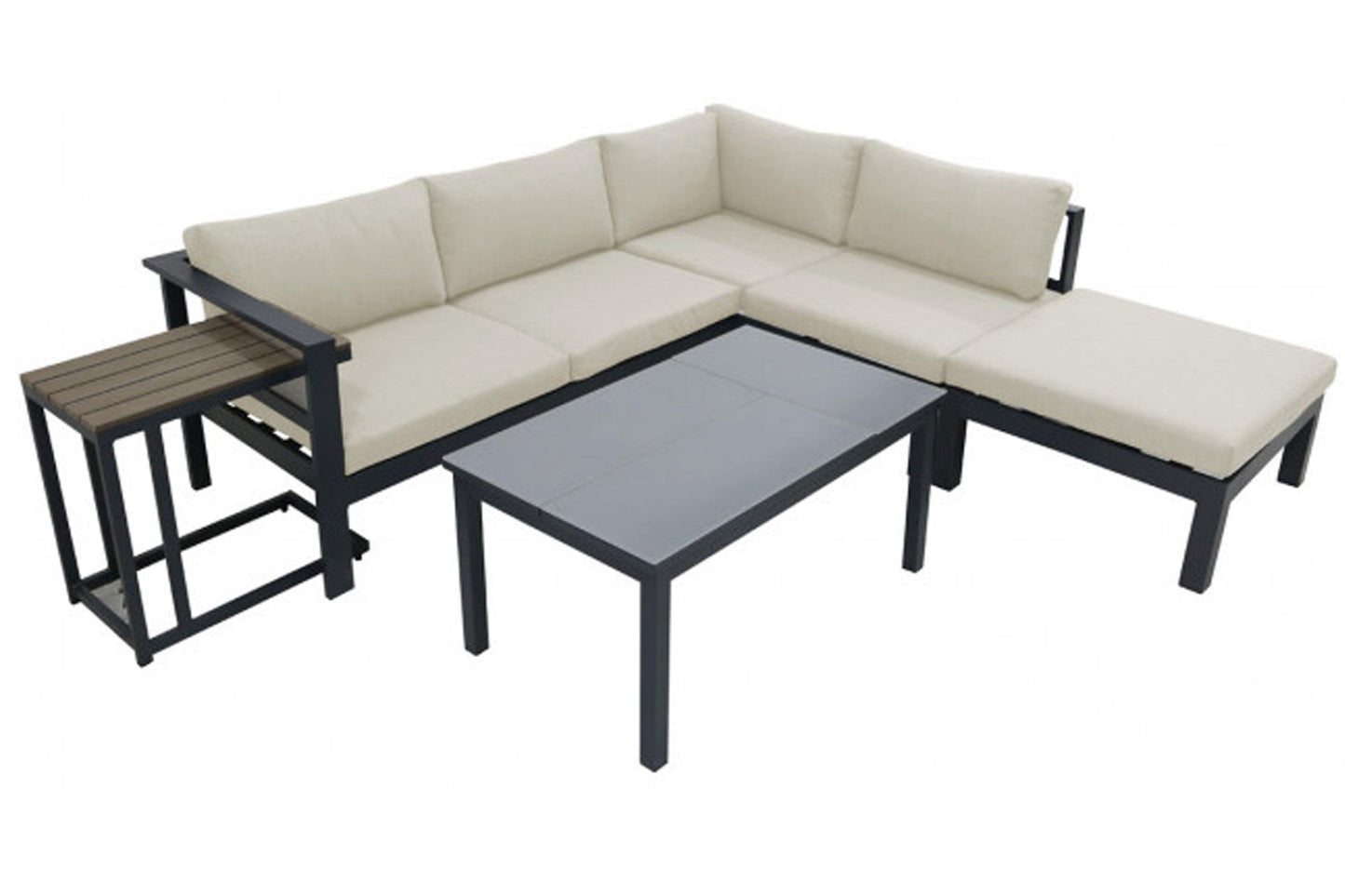 Sandcastle 5 PC Sectional Set w/off-white cushions SKU: PJO-2601-GRY-SET - Venini Furniture