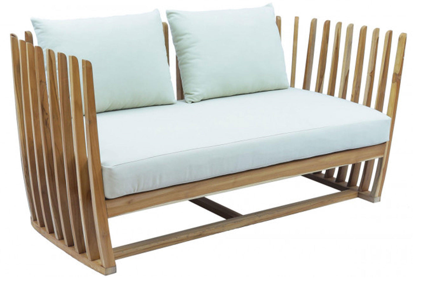 Throne Teak Sofa w/off-white cushions - Venini Furniture