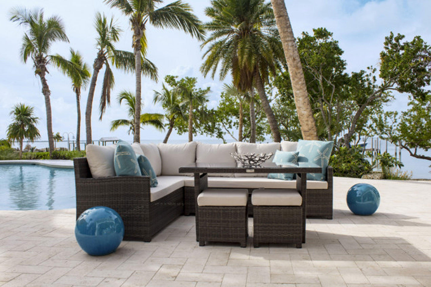 Spectrum 5 PC Sectional Dining Set w/cushion SKU: 890-3215F-GRY-5PC - Venini Furniture