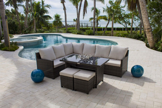 Spectrum 5 PC Sectional Dining Set w/cushion SKU: 890-3215F-GRY-5PC - Venini Furniture