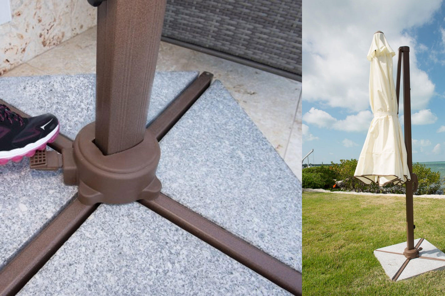 Panama Jack 10 FT DIA Cantilever Umbrella with stone bases - Venini Furniture
