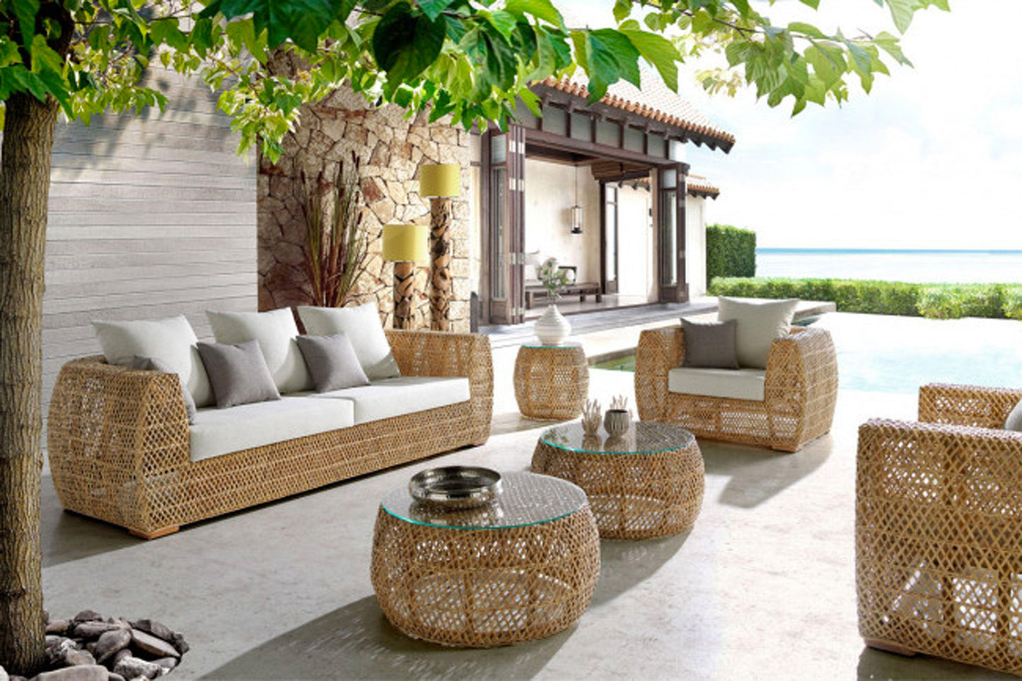 Sumatra 5 PC Seating Set w/beige cushions - Venini Furniture