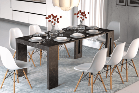 Matera Expandable Console Table Black Marbled Model TC-540B-BM - Venini Furniture