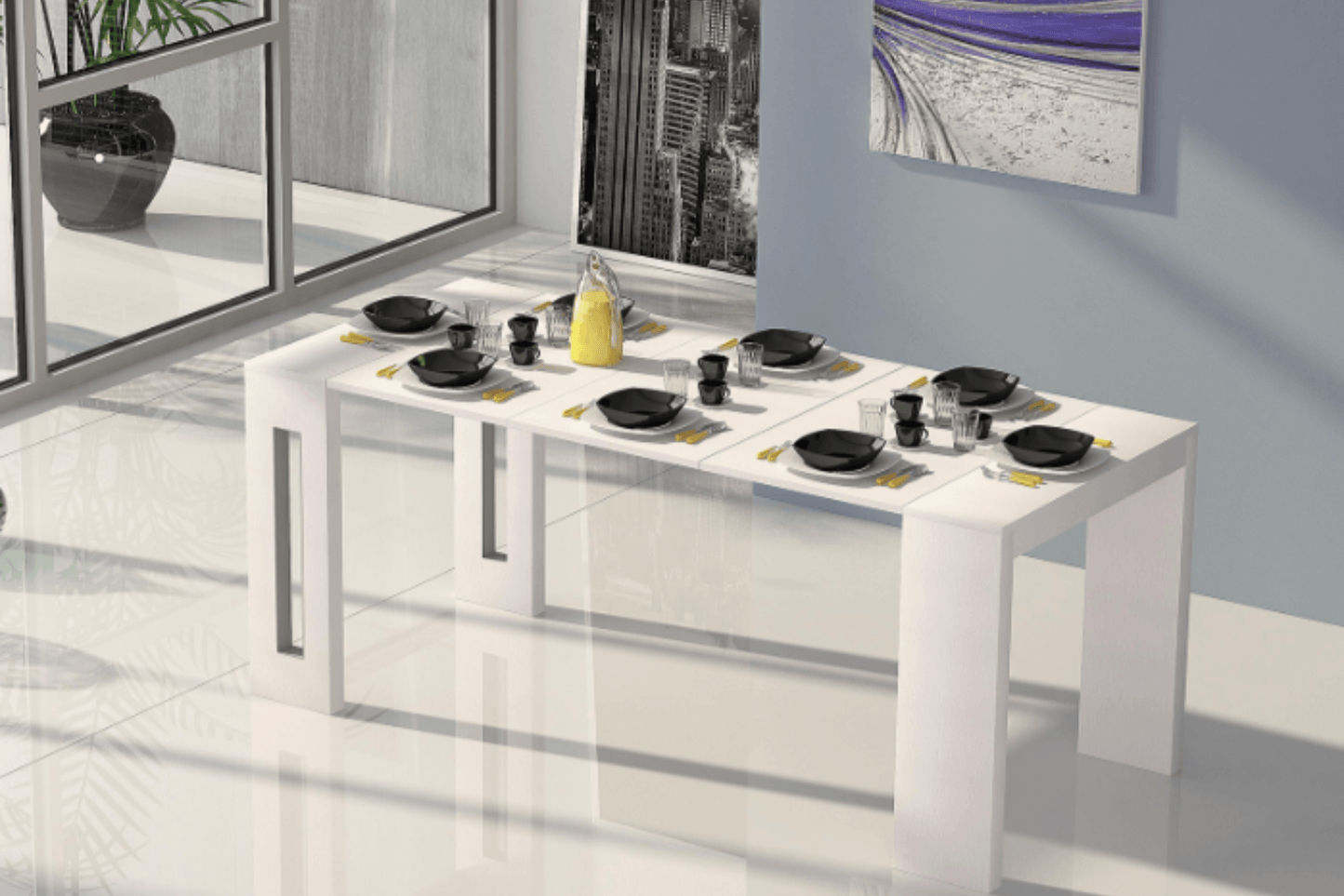 Tropea Expandable Table Model TC-542B-WH - Venini Furniture