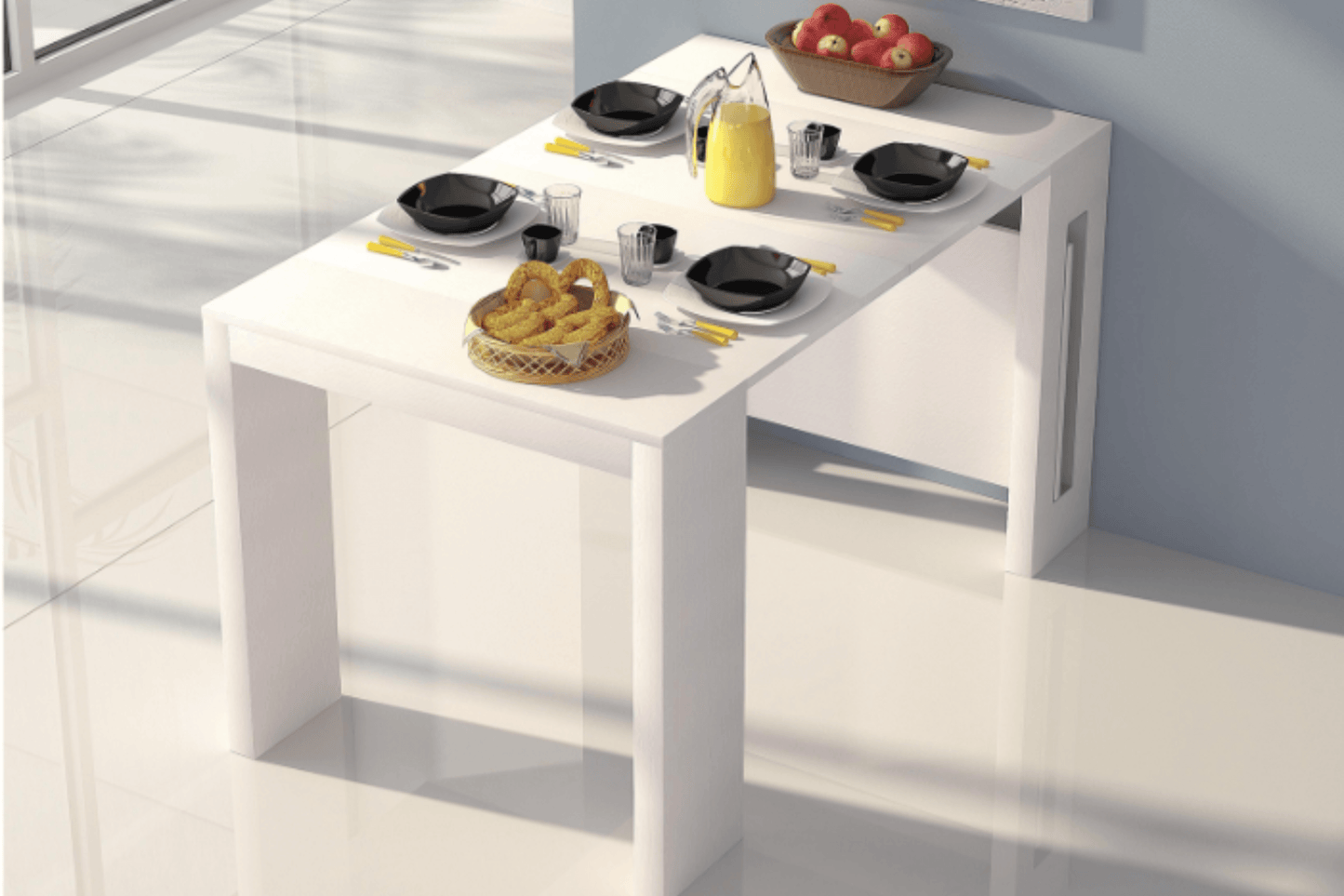 Tropea Expandable Table Model TC-542B-WH - Venini Furniture