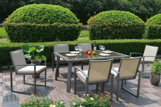 Moldova 7 PC Dining Set w/tan cushions SKU: PRP-8501-GRY-7PC - Venini Furniture