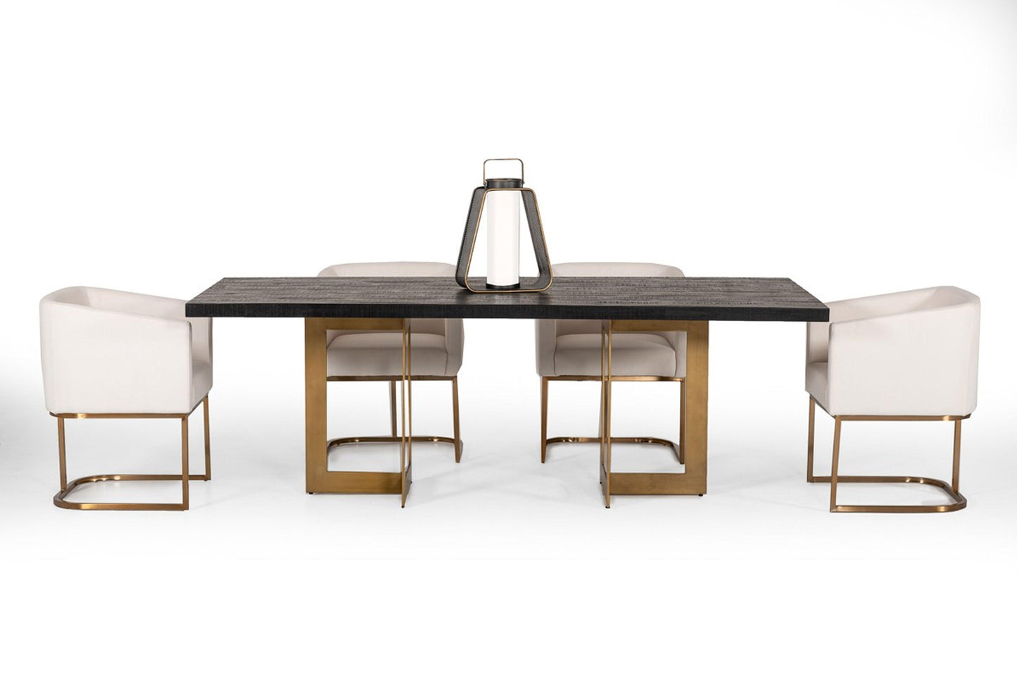 FLOOR MODEL Cheryl Modern Black Acacia & Antique Brass Dining Table #1875492 - Venini Furniture