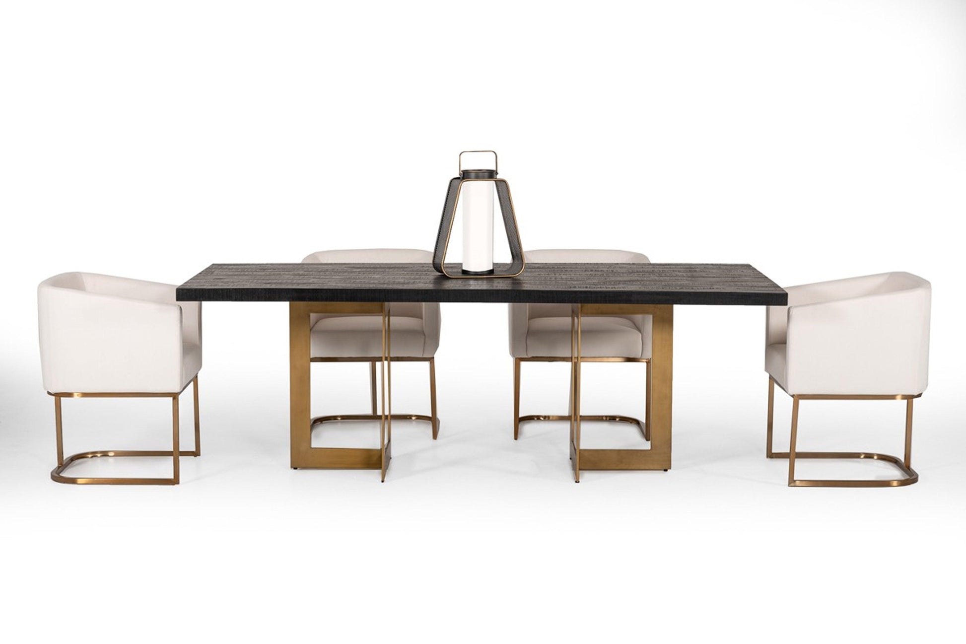 FLOOR MODEL Cheryl Modern Black Acacia & Antique Brass Dining Table #1875492 - Venini Furniture