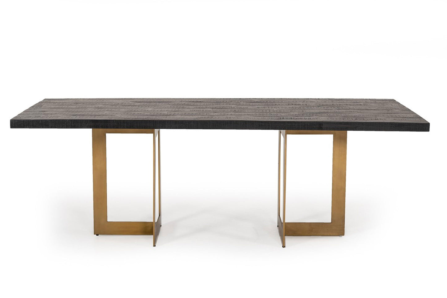 FLOOR MODEL Cheryl Modern Black Acacia & Antique Brass Dining Table #1875492 - Venini Furniture