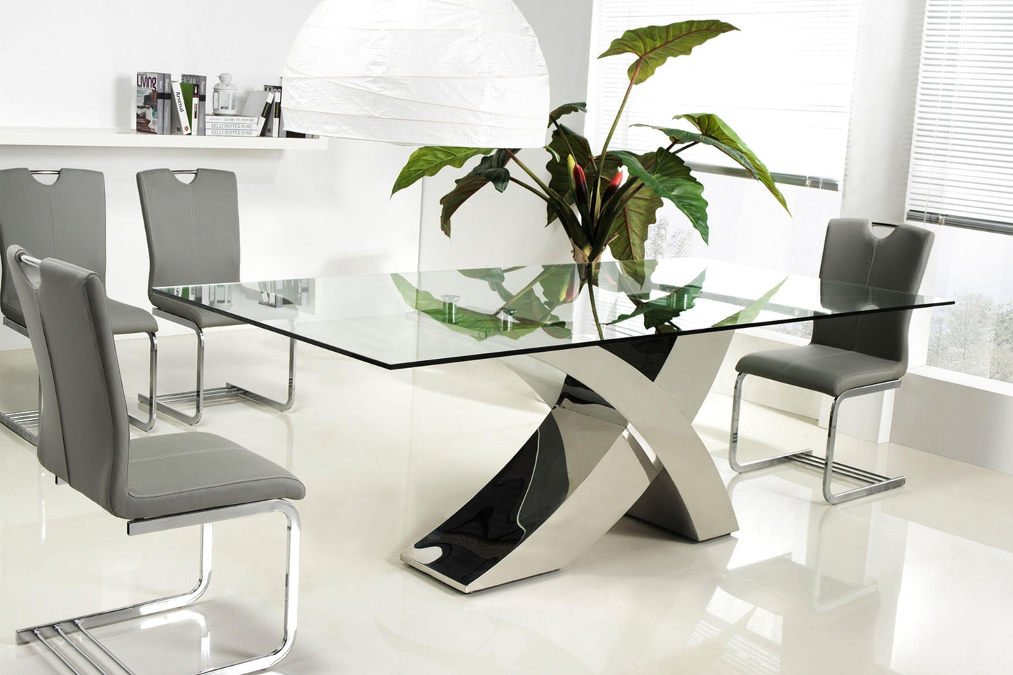 Geneva Dining Table Polished Steel Model CB-T034 - Venini Furniture