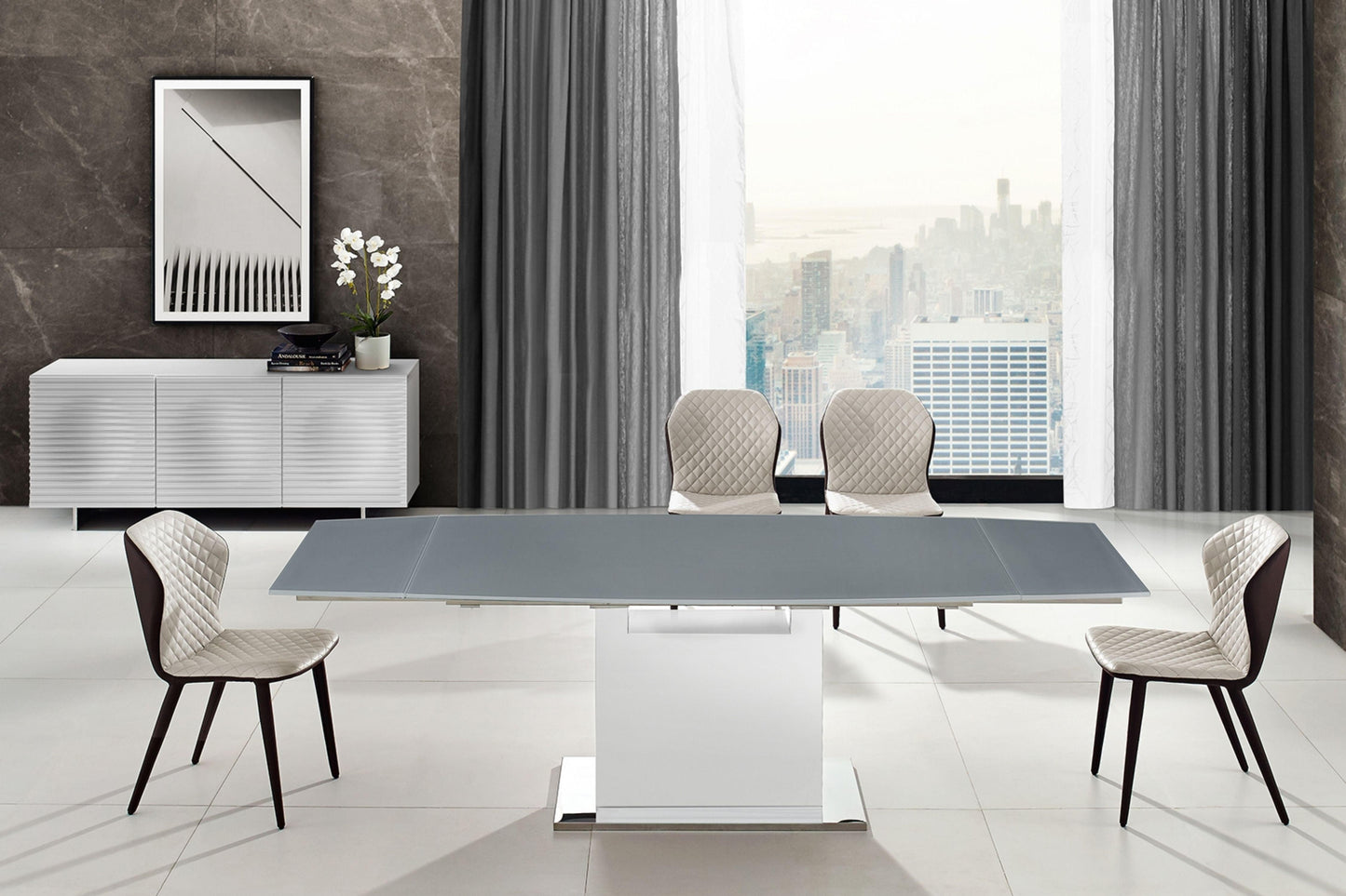Olivia motorized dining table with white base - Venini Furniture