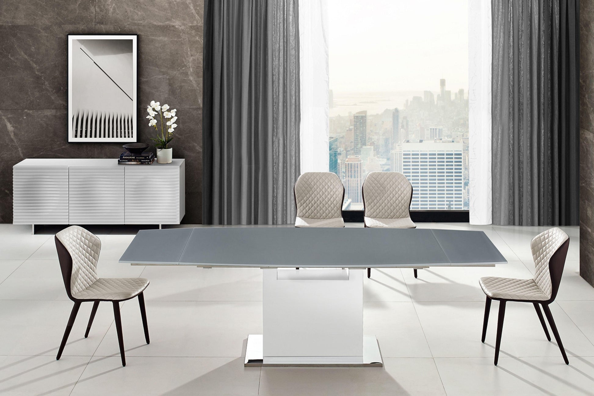 Olivia motorized dining table with white base - Venini Furniture