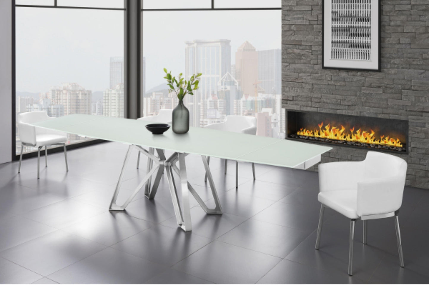 Dcota Dining Table With Brushed Stainless Steel - Venini Furniture