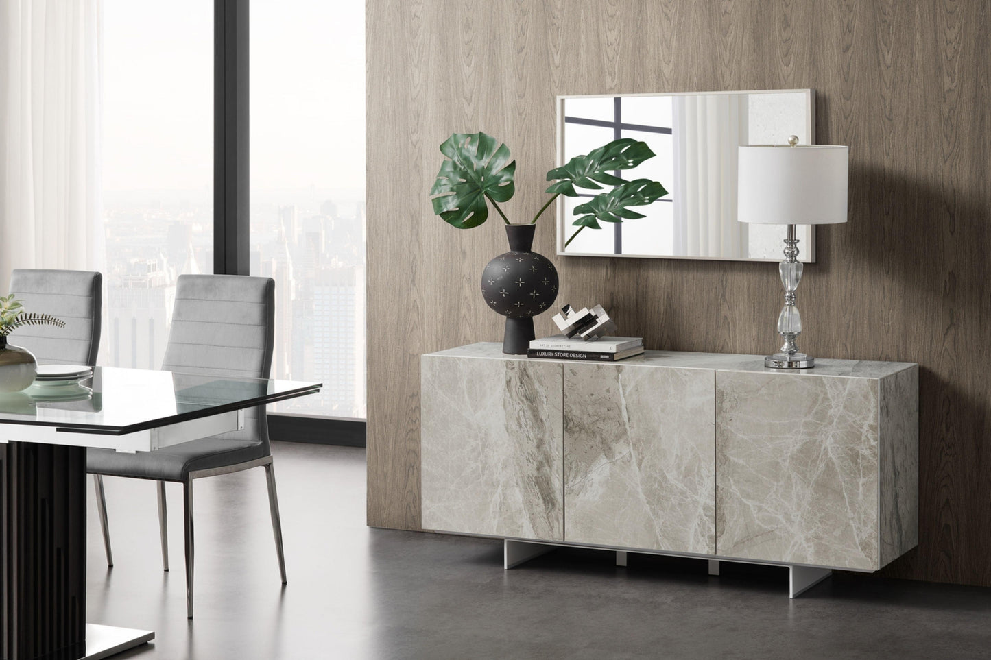 Stone Buffet-Server Model CB-34WH - Venini Furniture