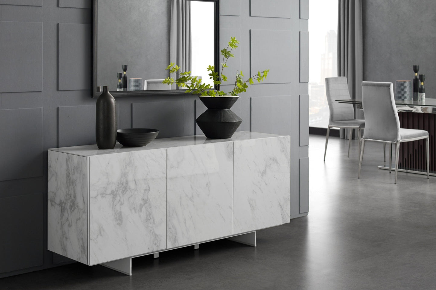 Stone Buffet-Server Model CB-34WH - Venini Furniture