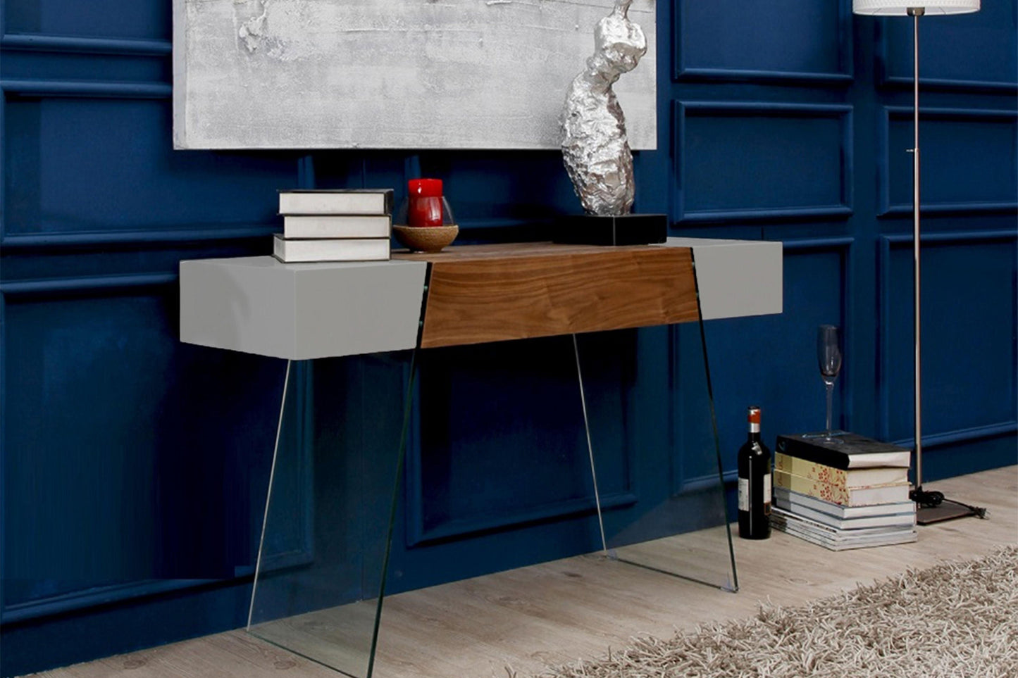 IL Vetro Cabana Console Table Taupe Walnut Model CB-111-DR - Venini Furniture