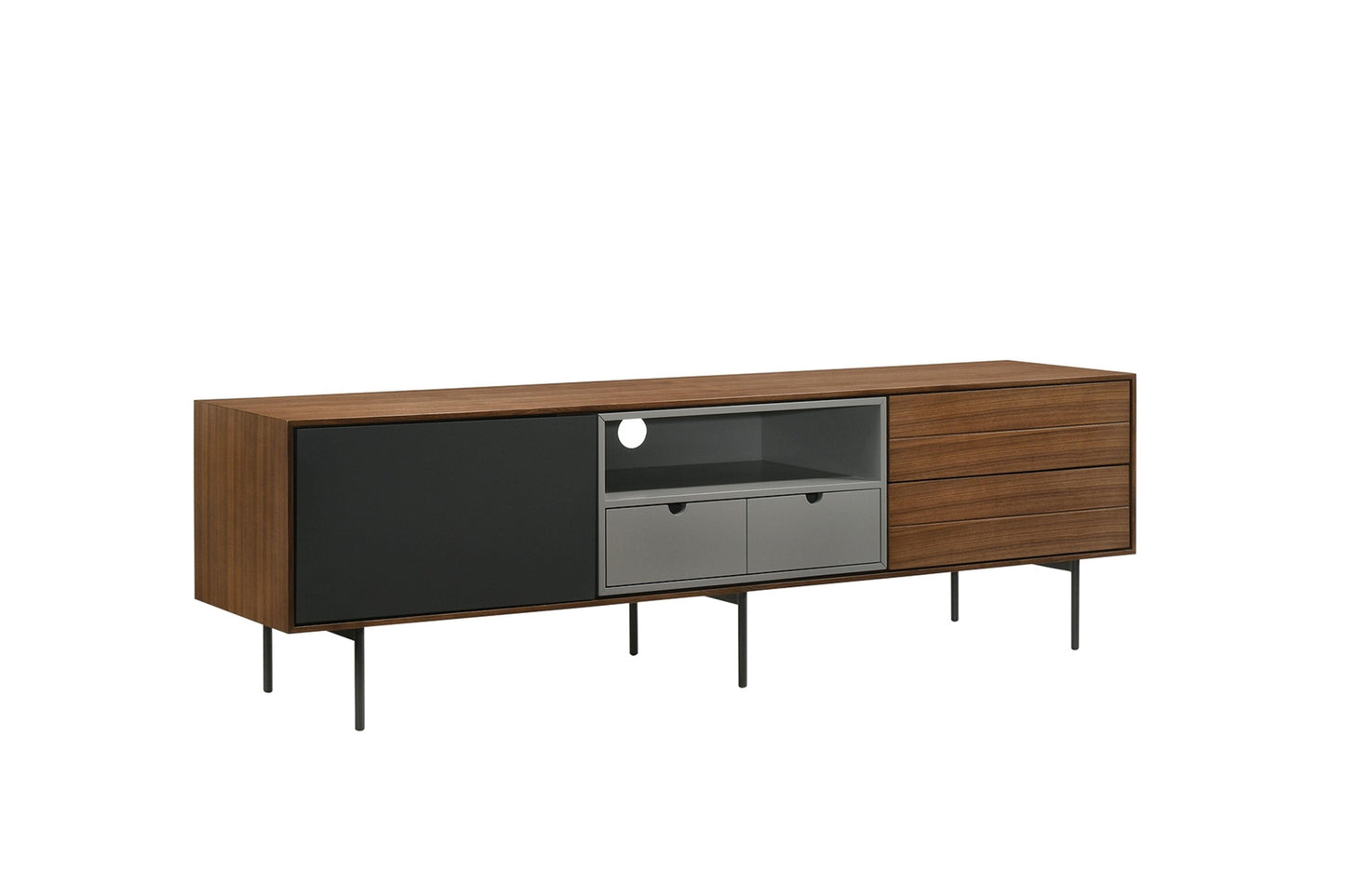 Calico Entertainment Center Dark Gray Light Gray Walnut Model CB-662 - Venini Furniture