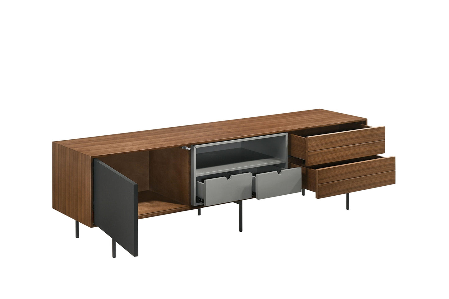 Calico Entertainment Center Dark Gray Light Gray Walnut Model CB-662 - Venini Furniture