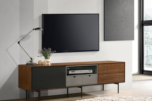 Calico Entertainment Center Dark Gray Light Gray Walnut Model CB-662 - Venini Furniture