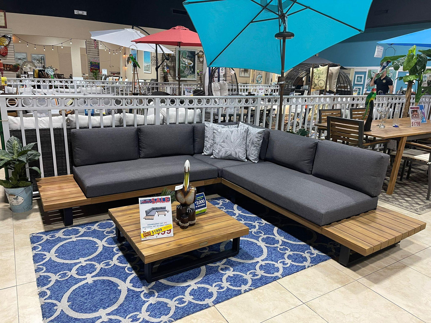 Highboune Cay 3 PC Sectional w/off-white cushions SKU: 519-1265-NAT - Venini Furniture