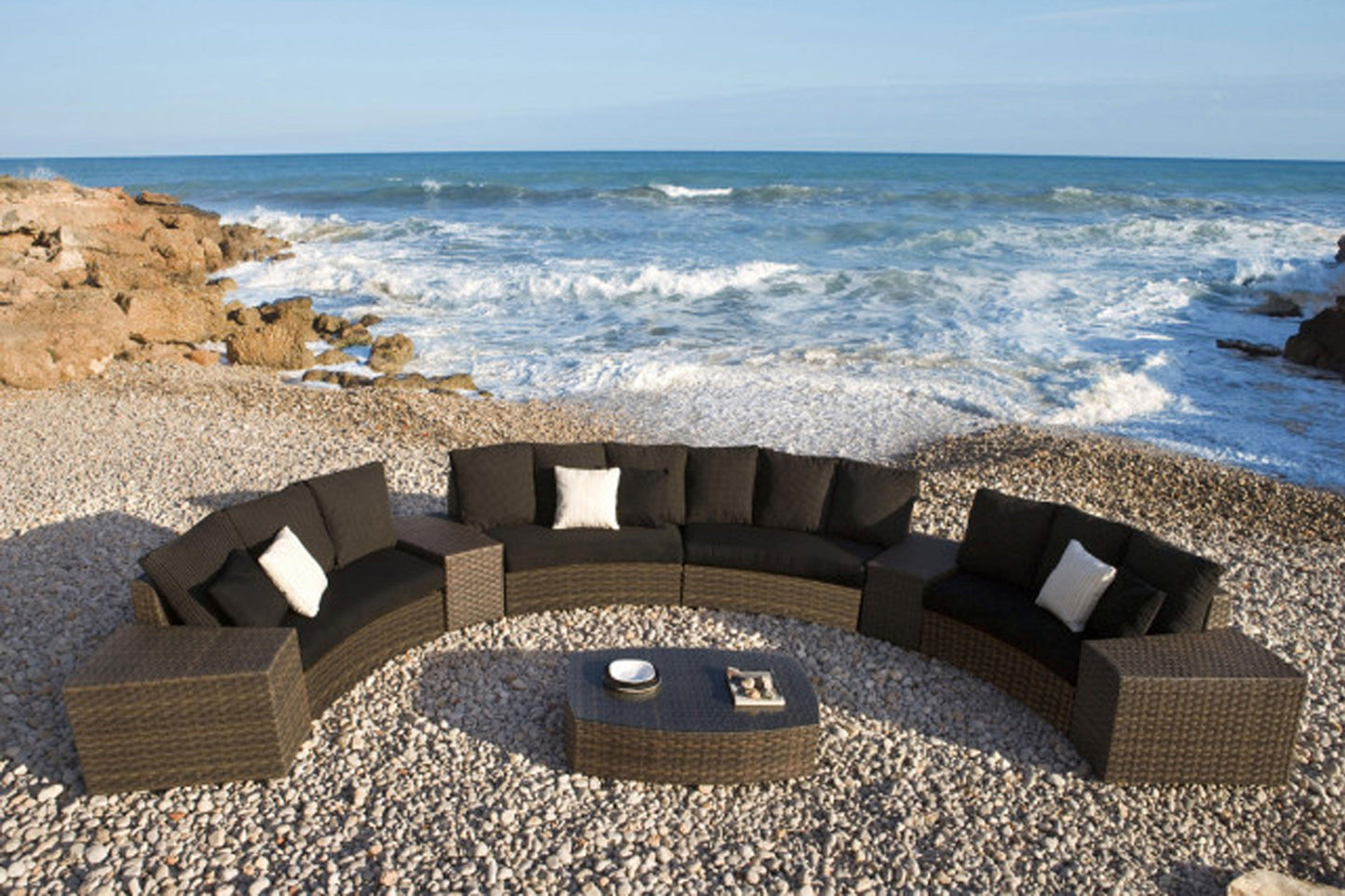 Big Sur 9 PC Sectional Set w/off-white cushions - Venini Furniture