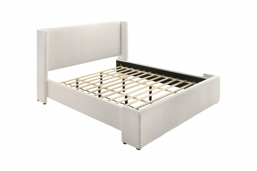 Alamosa Boucle Upholstered Eastern King Platform Bed White 310078KE