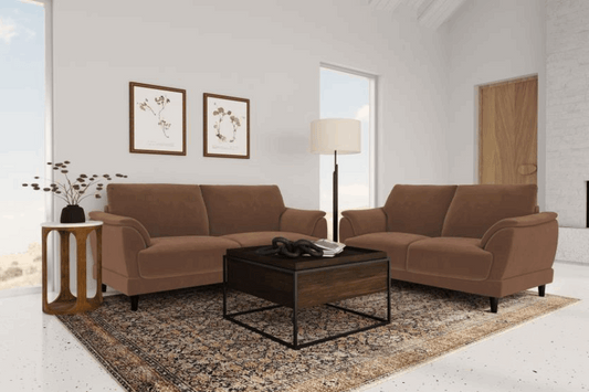 Selma 2-piece Velvet Upholstered Crescent Arm Sofa Set Rust 552101-S2