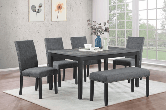 Barlow 6-piece Rectangular Dining Table Set Grey and Black 150366
