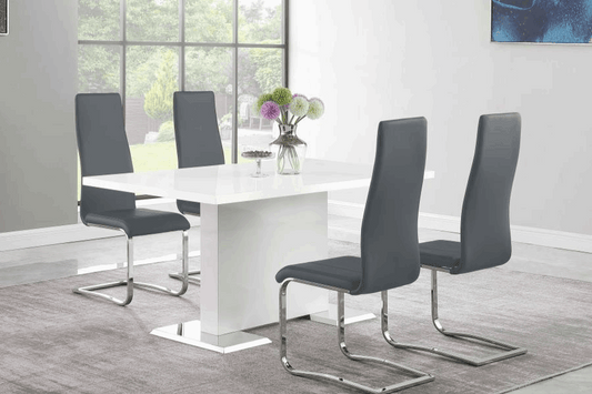 Anges 5-piece Dining Table Set White High Gloss and Grey 102310-S5G