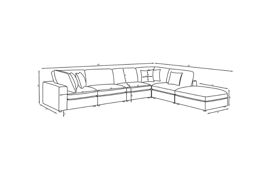 Serene 6-piece Upholstered Modular Sectional Sofa Charcoal 551324-SET