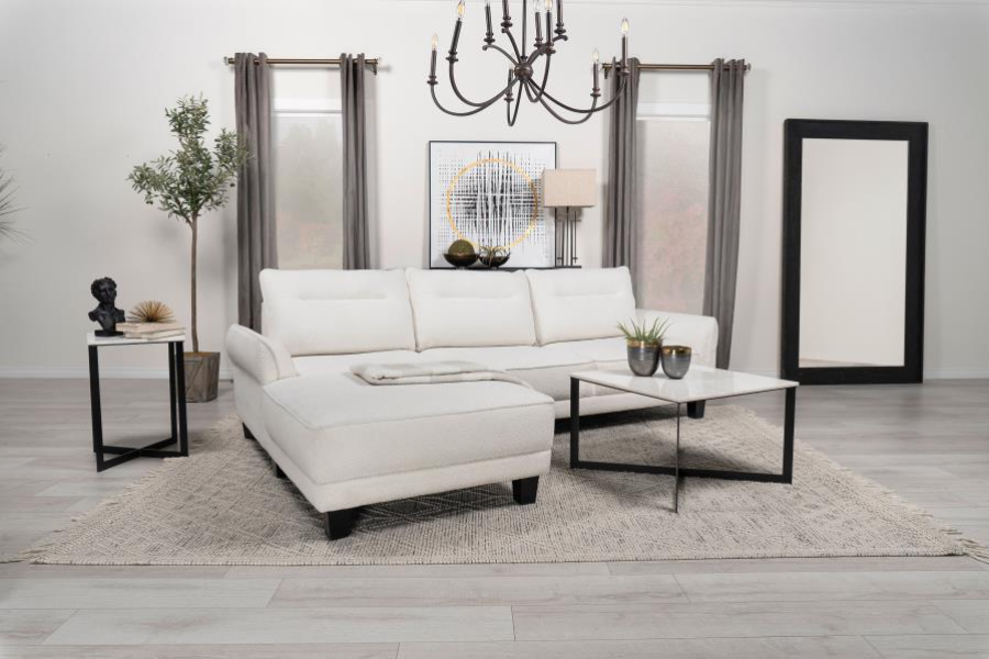 Sofá chaise longue con brazos curvos tapizado en gris Caspian 509540 