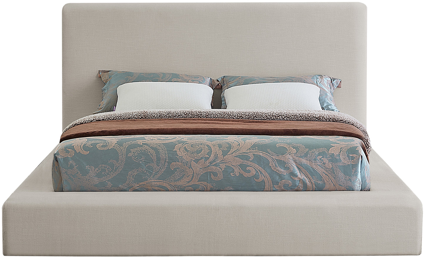 Devin Linen Textured Fabric Bed SKU: DevinBeige-F