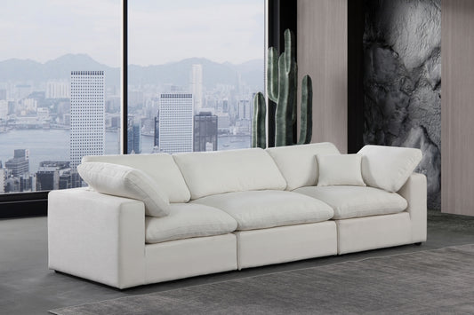 Cómodo sofá de tela texturizada de lino SKU: 187Cream-S119