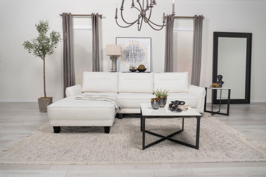 Sofá chaise longue con brazos curvos tapizado en gris Caspian 509540 