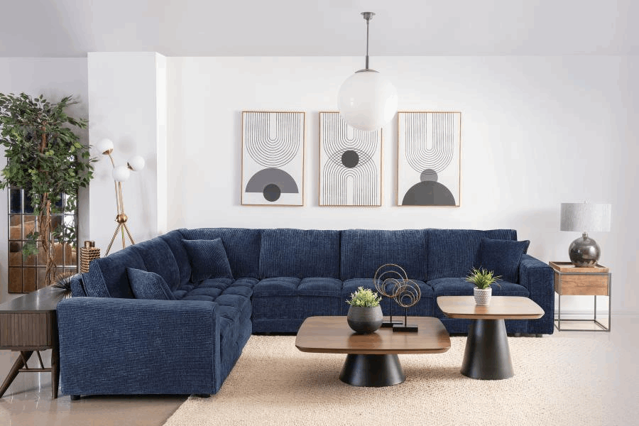 Atlantic Corduroy Upholstered Corner Chair Blue 551822