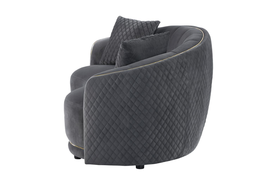 Brookside Velvet Upholstered Curved Loveseat Dark Grey 504845