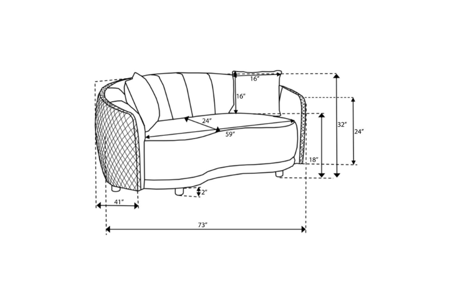 Brookside Velvet Upholstered Curved Loveseat Dark Grey 504845